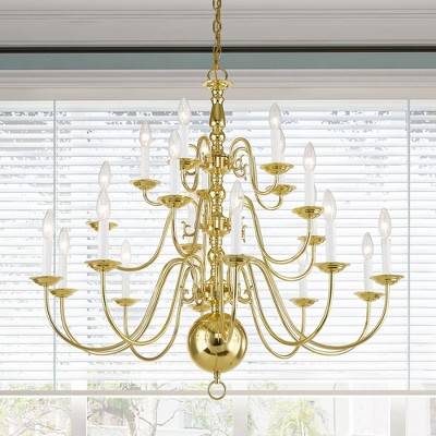 Williamsburgh 20-Light Polished Brass Colonial Chandelier