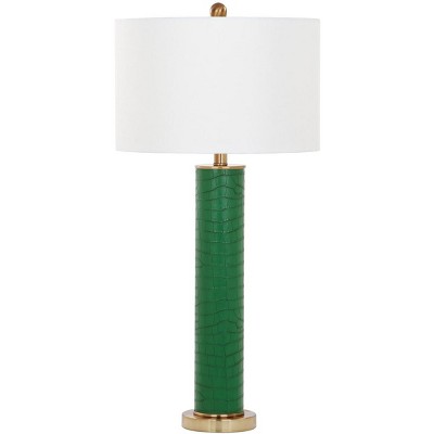 Ollie Green Faux Alligator Table Lamp Set with White Shades