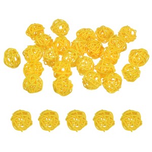 Unique Bargains Wicker Rattan Decorative DIY Crafts Balls 1.2 Inch 25 Pcs - 1 of 4