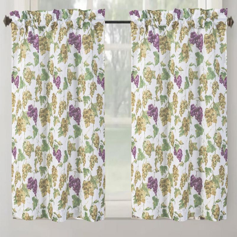 RT Designer's Collection Latte Printed 3 Pieces Kitchen Curtain Set Includes 1 Valance 52" x 18" and 2 Tiers 26" x 36" Each Multi Color, 3 of 5