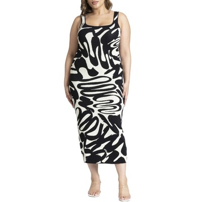 ELOQUII Women's Plus Size Intarsia Column Dress