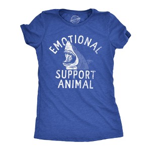 Womens Emotional Support Animal T Shirt Funny Scary Shark Attack Joke Tee For Ladies - Crazy Dog Women's T Shirt - 1 of 4