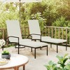 vidaXL PE Rattan Sun Loungers with Footrest - Sturdy Steel Frame, Adjustable Backrest for Garden, Patio, Black with Cream White Cushions - 2 of 4
