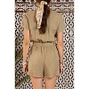 August Sky Women's Button Up Patch Pocket Belted Romper - 2 of 3