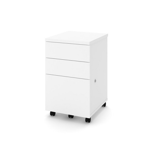 3 Drawer Assembled Mobile Pedestal File Cabinet White Bestar Target