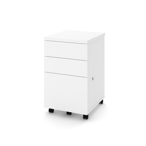 3 Drawer Assembled Mobile Pedestal File Cabinet White Bestar