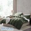 Olive Green King Duvet Cover Set - Soft Prewashed, 3 Piece, Zipper Closure, 104x98 Inches, 2 Pillow Shams - 2 of 4
