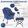 Lazy Chair with Ottoman, Modern Lounge Accent Chair, Leisure Sofa Armchair with Footrest, Reading Armchair with Side Pocket, Plush Pink - 4 of 4