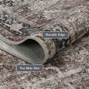 COZONY Washable Hallway Runner Rug, Vintage Oriental Floral Low Pile Carpet, Non-Slip Stain Resistant Area Rug for Bedroom Entryway - 1 of 4