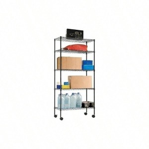 14 inchx 30 inchx 60 inch heavy duty commercial storage shelves 5 tier wire shelving unit with wheels black metal garage - 1 of 4