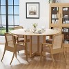PexFix 60" x 60" Farmhouse Kitchen Dining Room Table Furniture Round Natural Kitchen Table with Rattan Woven Legs for Kitchen Bar Living Room - 2 of 4