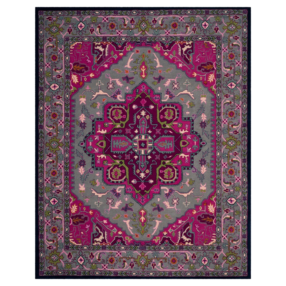 Gray/Pink Medallion Tufted Area Rug 6'x9' - Safavieh