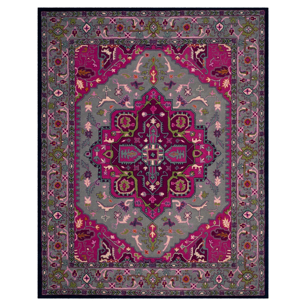 Gray/Pink Medallion Tufted Area Rug 8'x10' - Safavieh