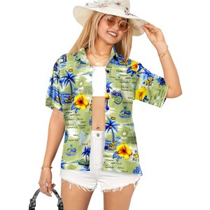 LA LEELA Hawaiian Shirts Womens Floral Summer Beach Party Blouses Shirt TShirts Short Sleeve Vacation Shirts Blouses for Women - 1 of 4