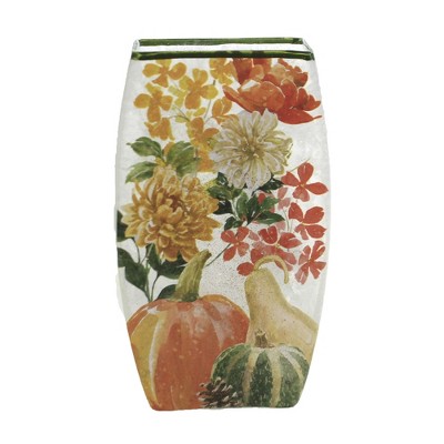 Stony Creek 7.75" Fall Bouquet Lit Vase Med Pumpkins Gourds Electric  -  Decorative Vases