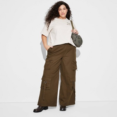 Women's High-rise Extreme Baggy Wide Leg Cargo Pants - Wild Fable™ Olive  Green 1x : Target