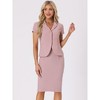 INSPIRE CHIC Women's Short Sleeve Blazer Jacket Pencil Skirt Business Suit Set 2 Pcs - 2 of 4