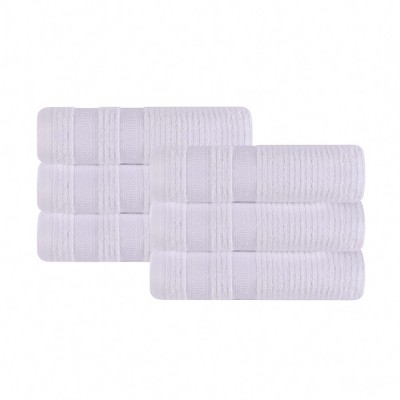 Zero Twist Cotton Ribbed Modern Geometric Border Face Towel Washcloth Set  Of 12, White - Blue Nile Mills : Target