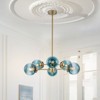 LLHZSY Modern 6-Light Sputnik Ceilling Chandelier Globe Gradient Blue Glass 30 7/10" Wide Light Fixture for Dining Room-Gold - 2 of 4