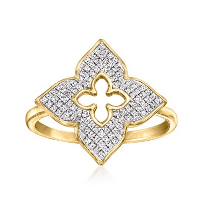 Ross-Simons 0.15 ct. t.w. Diamond Floral Ring in 14kt Yellow Gold Size 7