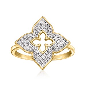 Ross-Simons 0.15 ct. t.w. Diamond Floral Ring in 14kt Yellow Gold Size 7 - 1 of 3
