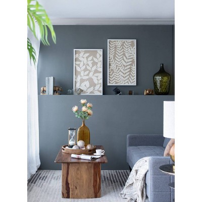 Set of 2 White Botanical Paper Shadow Box Wall Decor with MDF Frame
