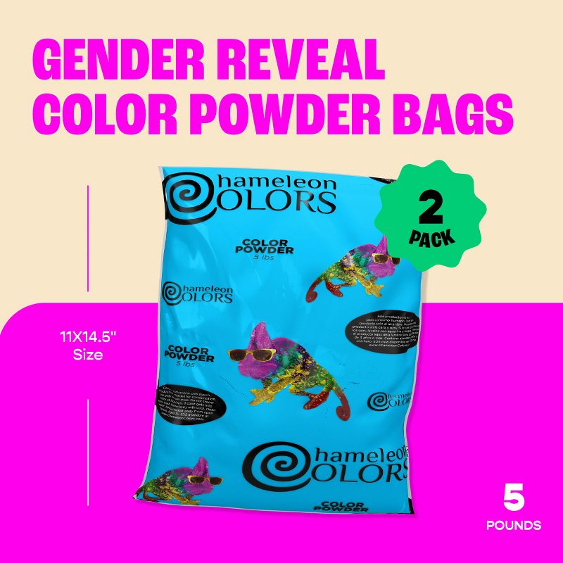 Chameleon Colors Gender Reveal Powder - Easy-Open Bags of Color Chalk Powder -  2 Pack of 5 Lb Bags, 2 of 9