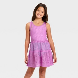Girls' Top Tier Crochet Cover-Up Dress - Cat & Jack™ - 1 of 3