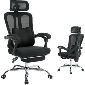 Ergonomic Mesh Office Chair, High-Back Computer Desk Chair with Footrest, Headrest & Lumbar Support, Rolling Task Chair for Home or Office - 1 of 4