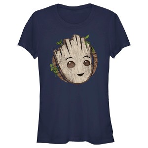 Juniors Womens Marvel: I am Groot Cute Smiling Groot Face T-Shirt - 1 of 4