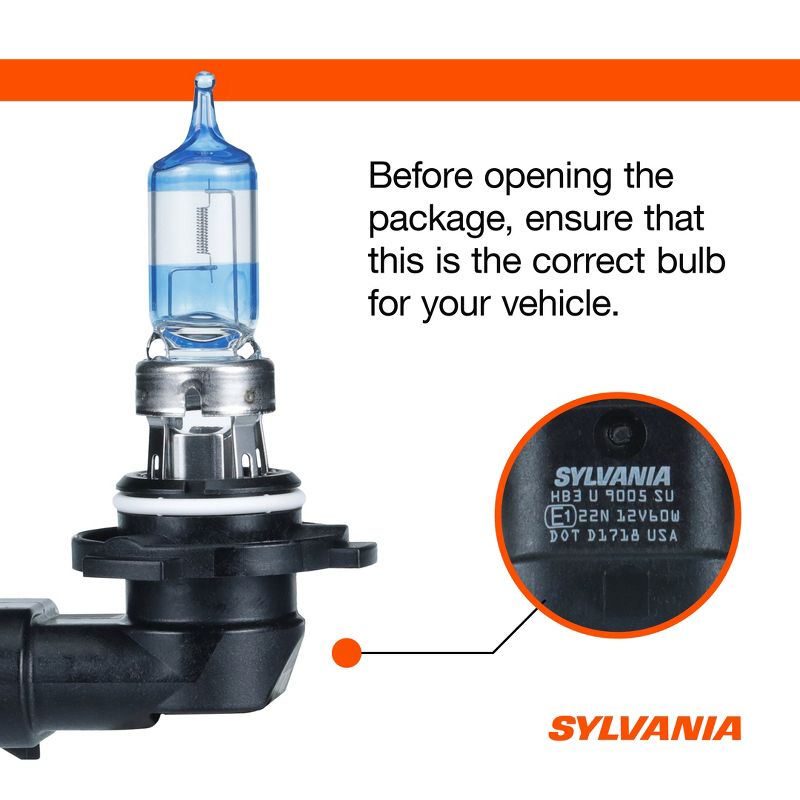 SYLVANIA - 9005 SilverStar Ultra - High Performance Halogen Headlight Bulb, High Beam, Low Beam and Fog Replacement Bulb (Contains 2 Bulbs), 5 of 8