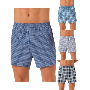 INSPIRE CHIC Men's 4 Pack Elastic Waistband Plaid Printing Boxer Shorts - 1 of 4