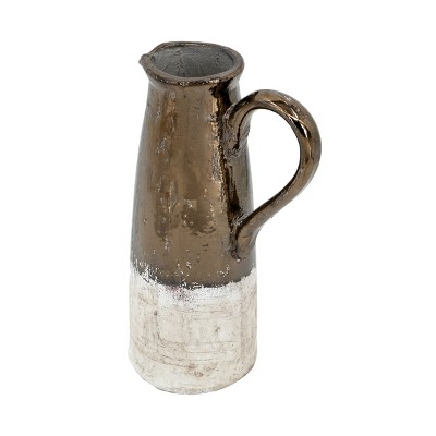 GlasFlength Decorative Objects Candia Styled Decor Accent Terracotta Pitcher Decor Vintage Pitcher Table Decor for Room, Brown, 8.9"*5.7"*14.4"