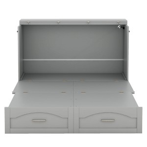 VYNXARIA Upgrade Your Space with This Full Size Gray Murphy Wall Bed: Drawer, Sockets, USB & Pulley Ease - 1 of 4