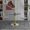 LeisureMod Verve 27" Round Dining Table - MDF Wood Top with Brushed Gold Pedestal Base Accent Side Table for Kitchen and Home - 3 of 4