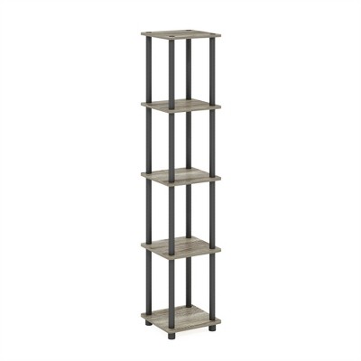 Black and Oak 5-Tier Corner Wood Shelf Unit