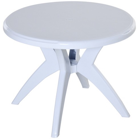 Outsunny Patio Dining Table With Umbrella Hole Round Outdoor