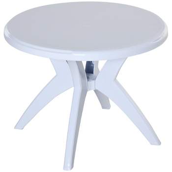 Outsunny Patio Dining Table with Umbrella Hole Round Outdoor Bistro Table for Garden Lawn Backyard