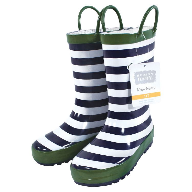 Hudson Baby Infant Boy Rain Boots, Dino Stripe, 2 of 4