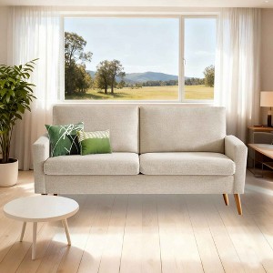 Vipbear 68" Sofa Fabric Couch,Comfy Loveseat with Spring Cushion, Solid Wood, Tool-Free Assembly - 1 of 4