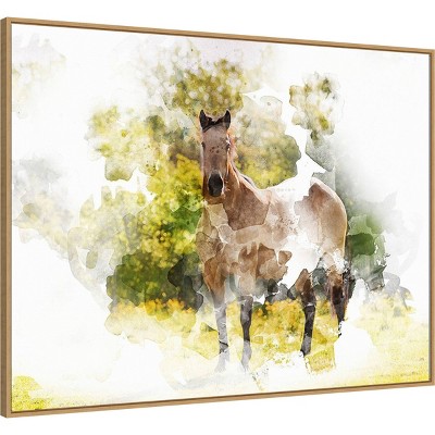 Stallion II Abstract Watercolor Canvas Print with Polystyrene Frame