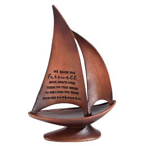 Dicksons SBR-1 We Bade You Farewell� Jesus Awaits Over There On That Shore to Welcome You Home with Him Evermore Woodgrain 8.5 x 5.2 Resin Decorative - 1 of 1