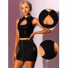 INSPIRE CHIC Women's Slim Fitted Sequins Sleeveless Cut Out Front Crop Tank Top - 2 of 4