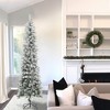 LuxenHome 7.4Ft Pencil Artificial Flocked Christmas Tree, Unlit Skinny Christmas Tree with X-Shape Metal Stand Green - 3 of 4