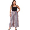 Agnes Orinda Women's Plus Size Boho Palazzo Elastic Waist Stripe Wide Leg Lounge Pants - 3 of 4