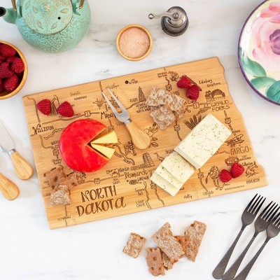 North Dakota Bamboo State Shaped Serving and Cutting Board