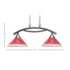 Toltec Lighting Bow 2 - Light Island Pendant Light in  Brushed Nickel with 12" Raspberry Crystal Shade - 2 of 2