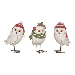 Transpac Resin Winter Owl Figurine Set of 3 Christmas Home Decorations - 1 of 1