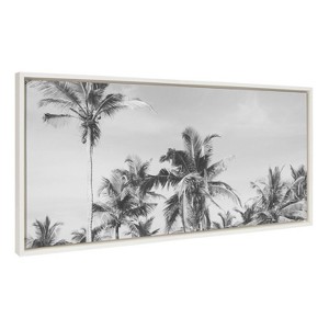 18" x 40" Sylvie Coastal Palm Tree Beach BW Frame Canvas by Creative Bunch - Kate & Laurel All Things Decor - 1 of 4