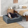 Munora 40" Large Dog Memory Foam Bed - Orthopedic Sofa with 3-Sided Bolsters, Cooling Gel & Washable Cover - for Large Breeds (Grey) - 2 of 4